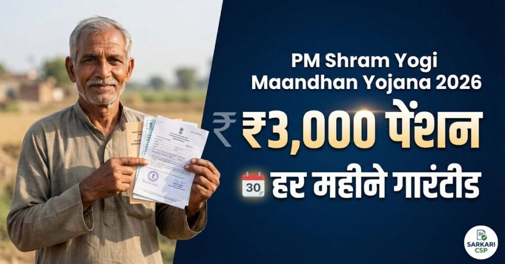 PM Shram Yogi Maandhan Yojana 2026 हर महीने मिलेगी ₹3,000 की गारंटीड पेंशन, जानें पात्रता, आवेदन और नए नियम